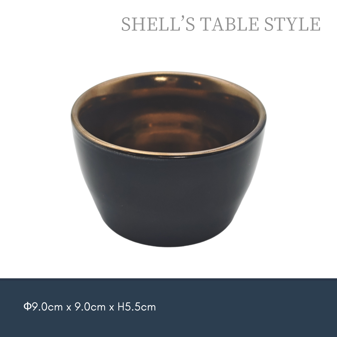 Bát nhỏ 9cm, bên trong màu vàng và bên ngoài màu đen