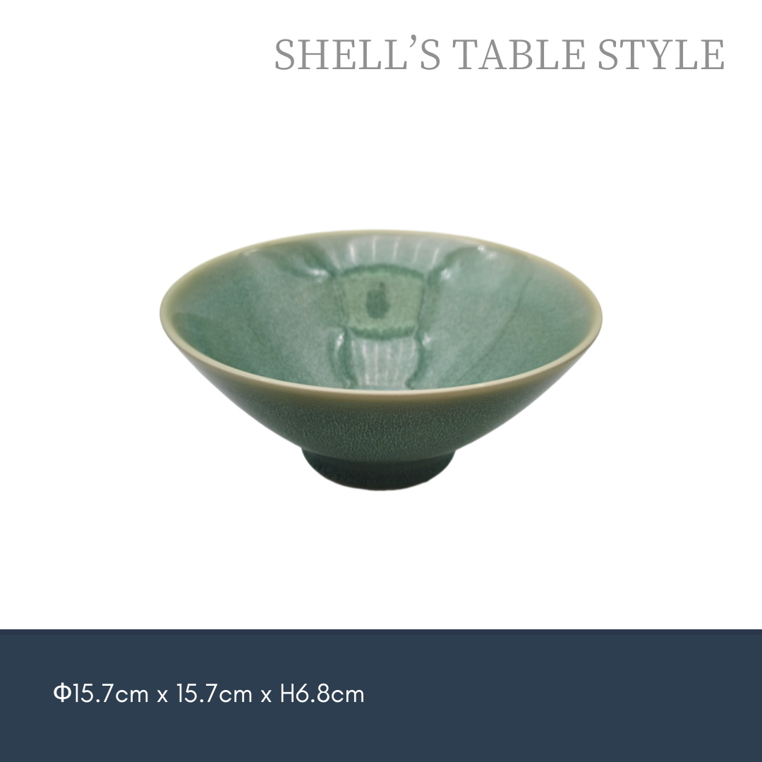 Bát tròn 6 inch, nung bằng lò nung màu xanh lá cây