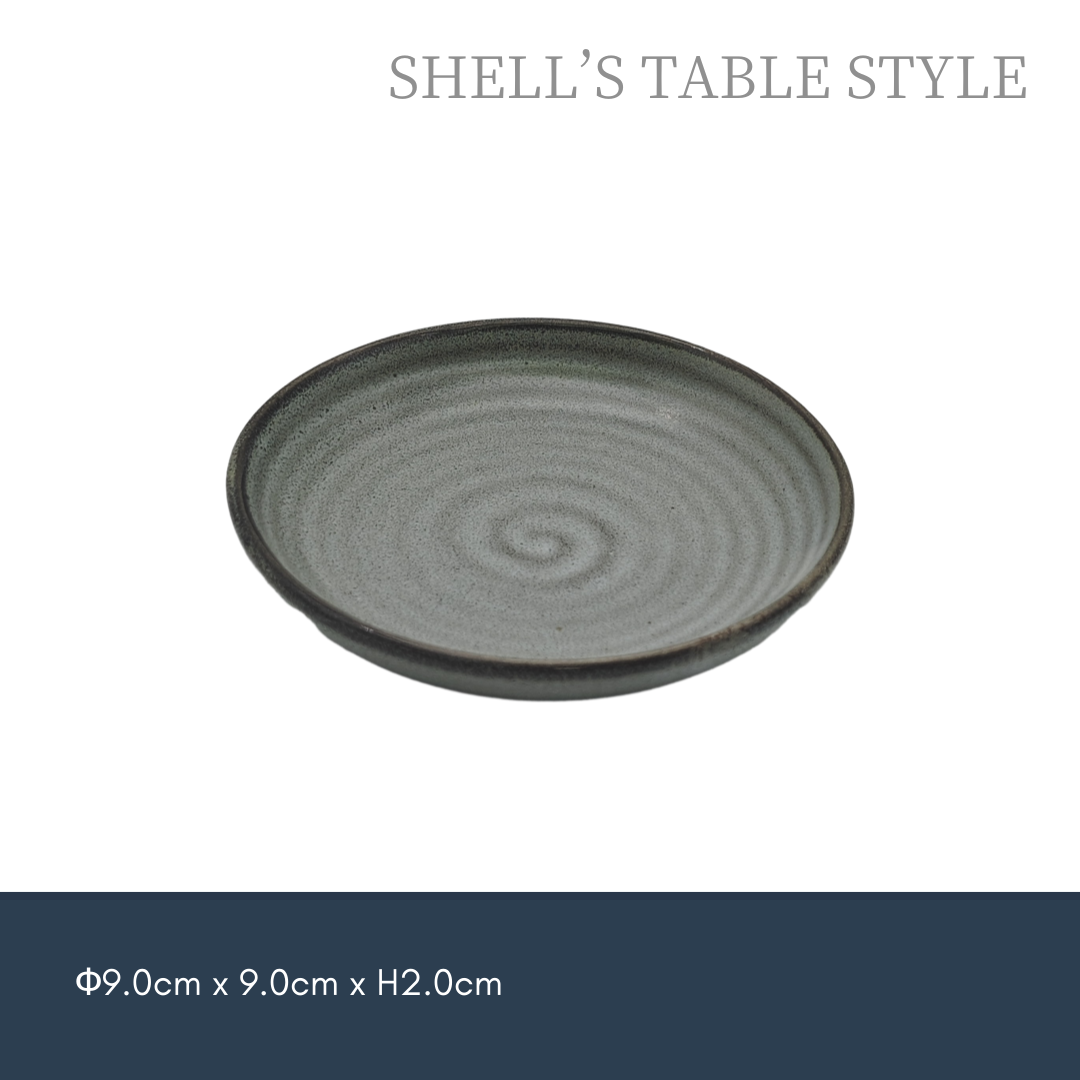 Đĩa tròn xoắn ốc nhỏ, nung trong lò, màu xám