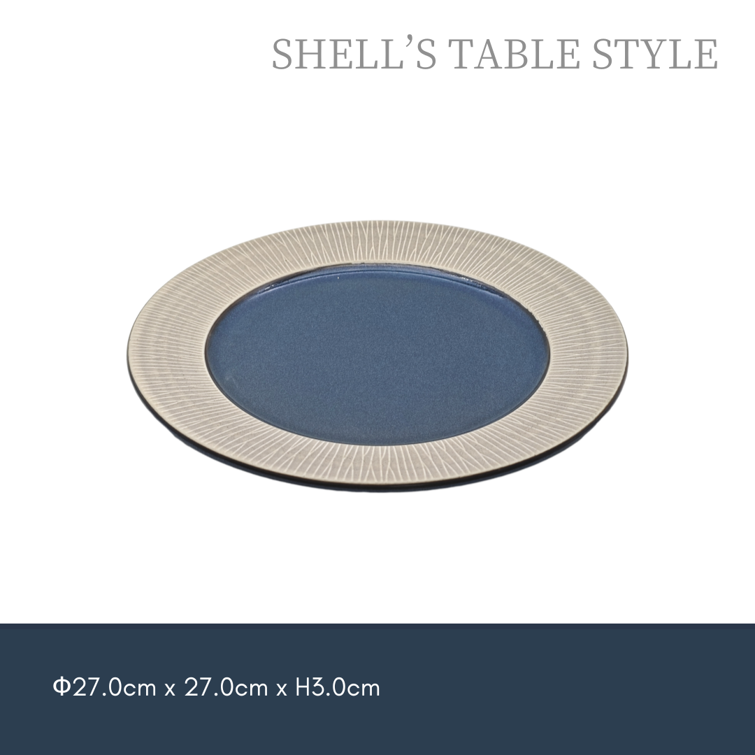 Đĩa tròn 27cm, nung màu xanh