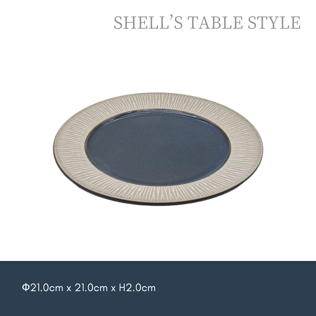 Đĩa tròn 21cm, nung lò màu xanh navy
