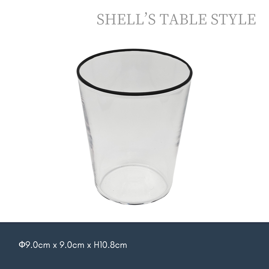 Cốc thủy tinh, viền đen, 410ml