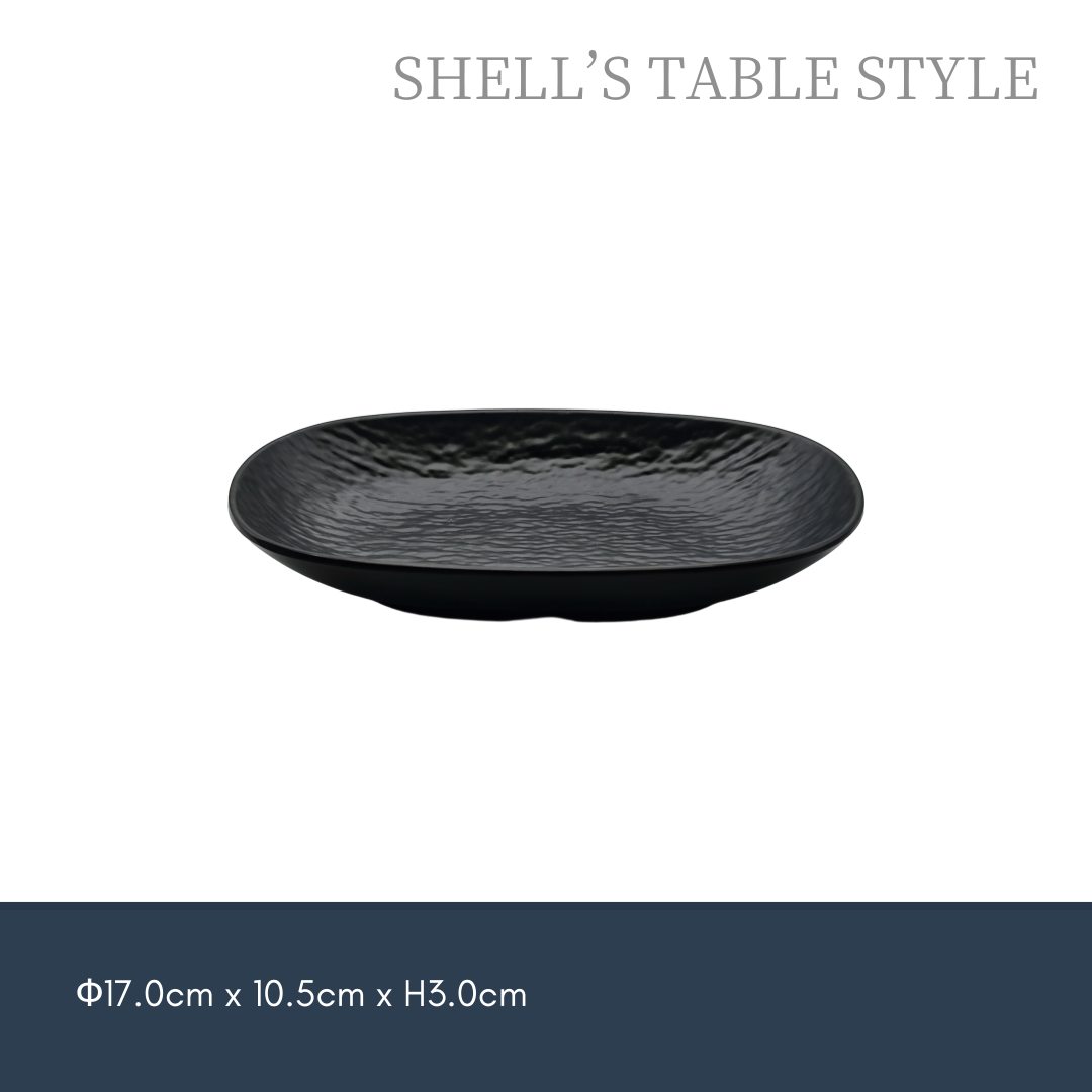 Đĩa sâu hình bầu dục melamine 17cm, màu đen