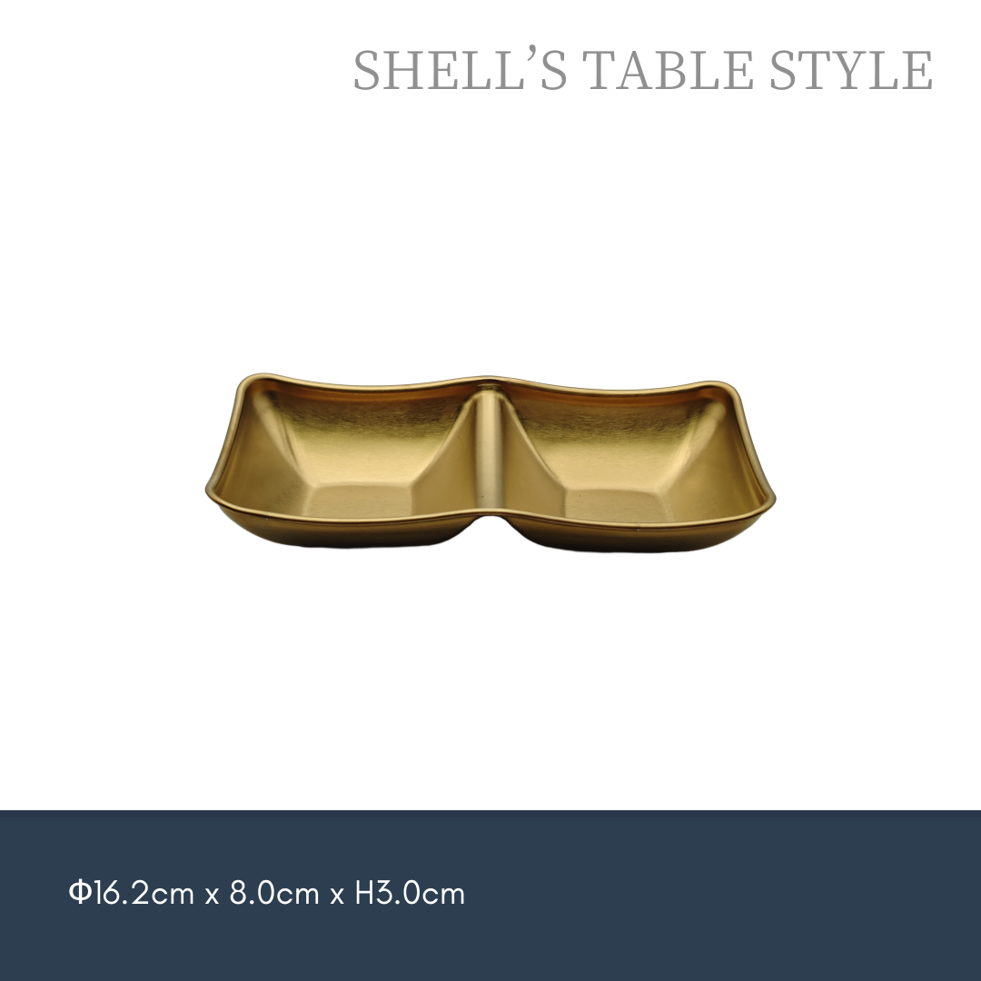 Dĩa 2 ngăn  inox không gỉ  màu vàng