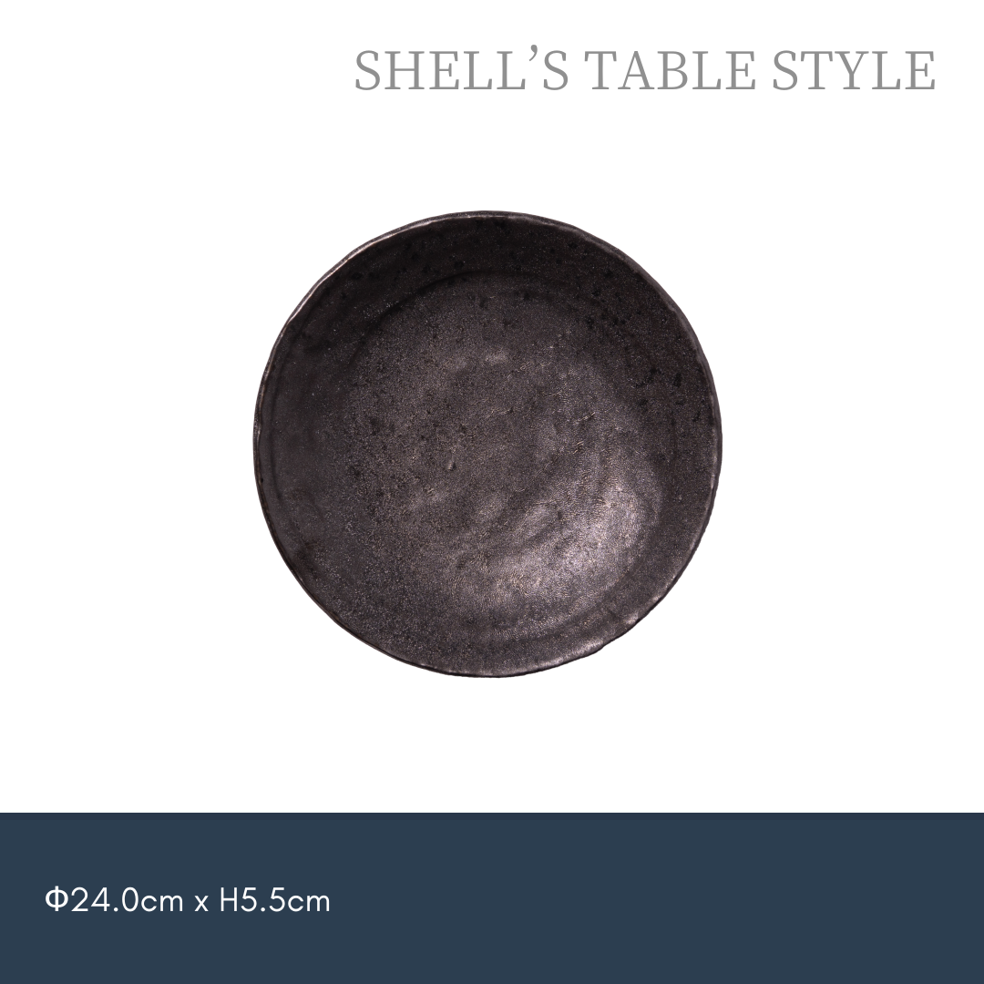 Dĩa tròn đen than 8 inchi