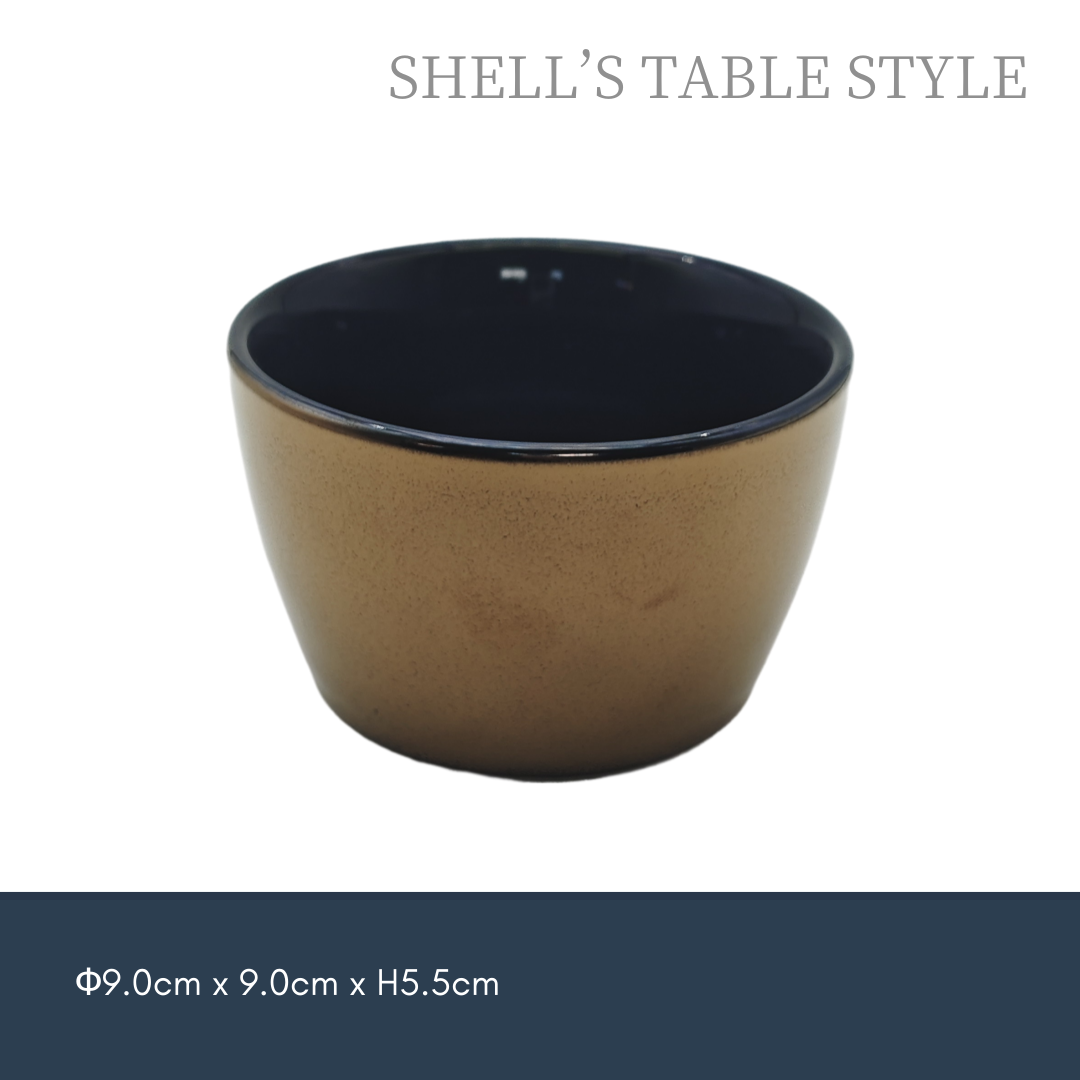 Bát nhỏ 9cm, bên ngoài màu vàng, bên trong màu đen