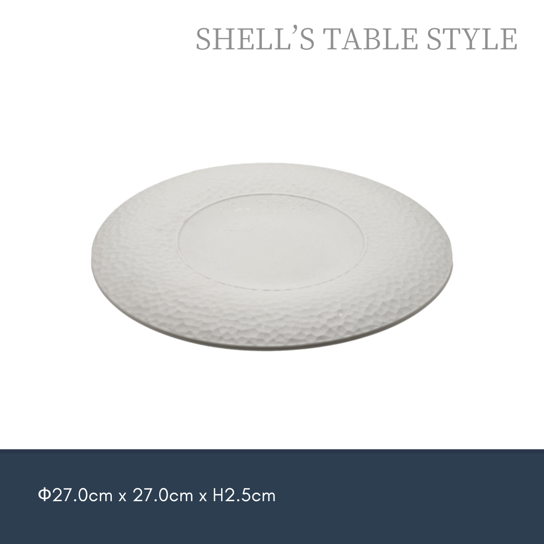 Đĩa Crater Rim Hammered 10,5 inch, Trắng mờ