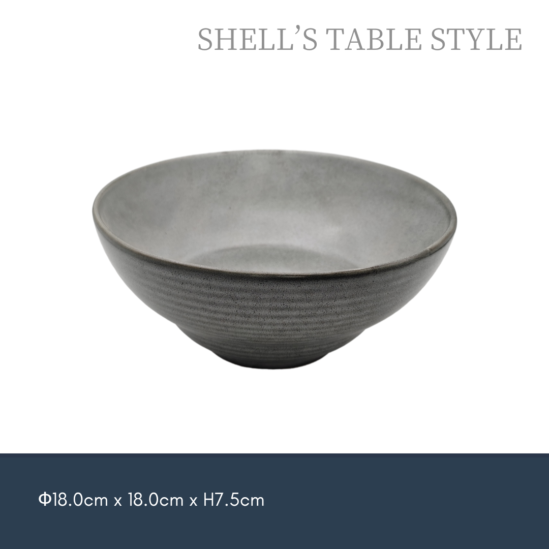 Bát 7 inch, nung trong lò, màu xám