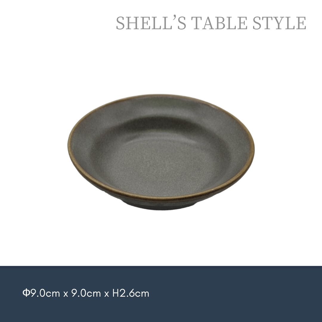 Đĩa nhỏ 3,5 inch, nung trong lò, màu xanh xám mờ