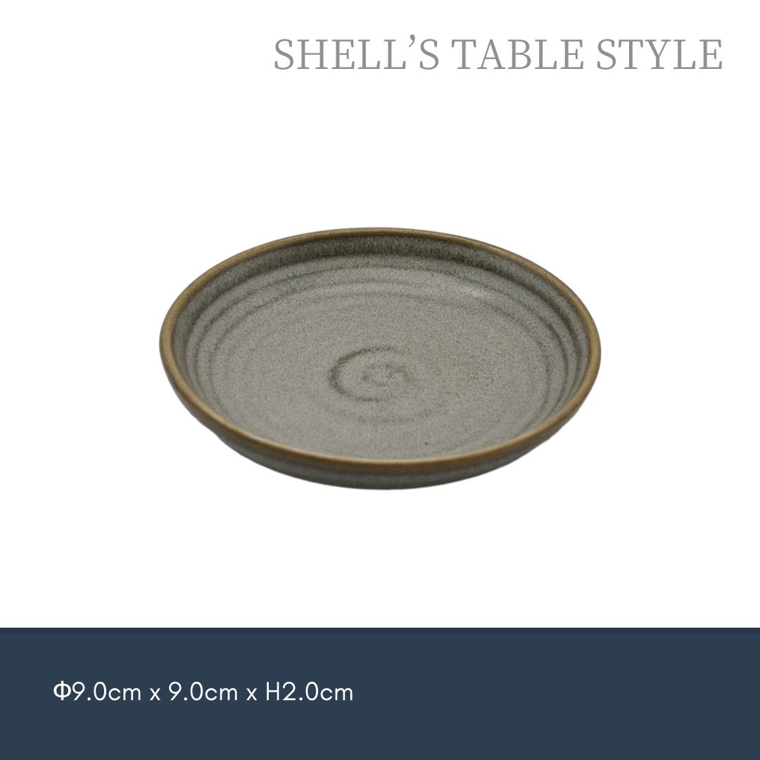 Đĩa tròn xoắn ốc nhỏ, nung trong lò, màu xanh xám mờ