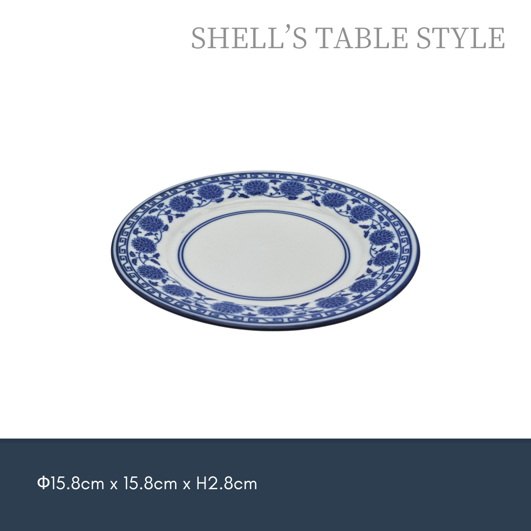 Đĩa tròn 16cm, màu xanh và trắng