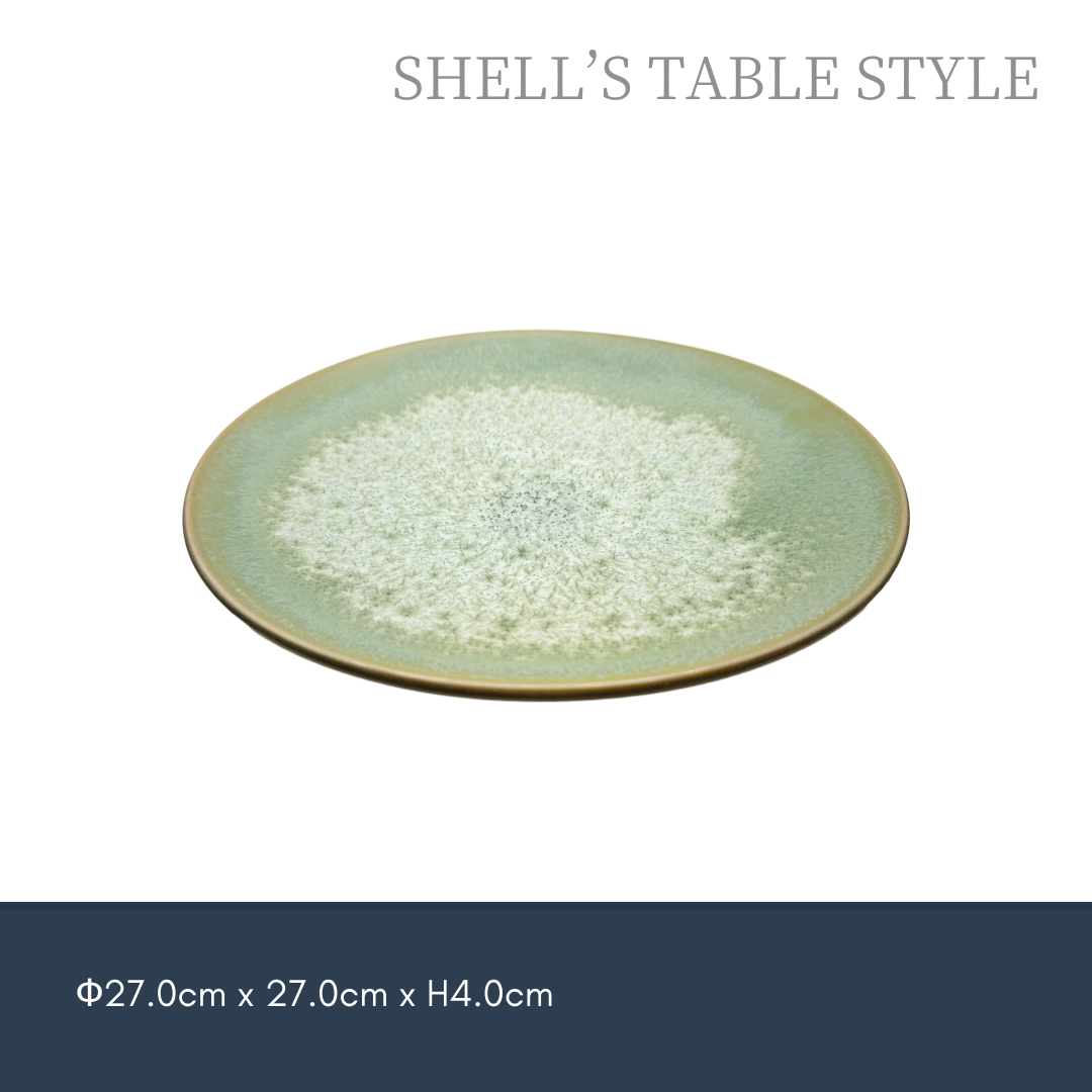 Đĩa tròn 27cm, nung lò màu xanh lá cây