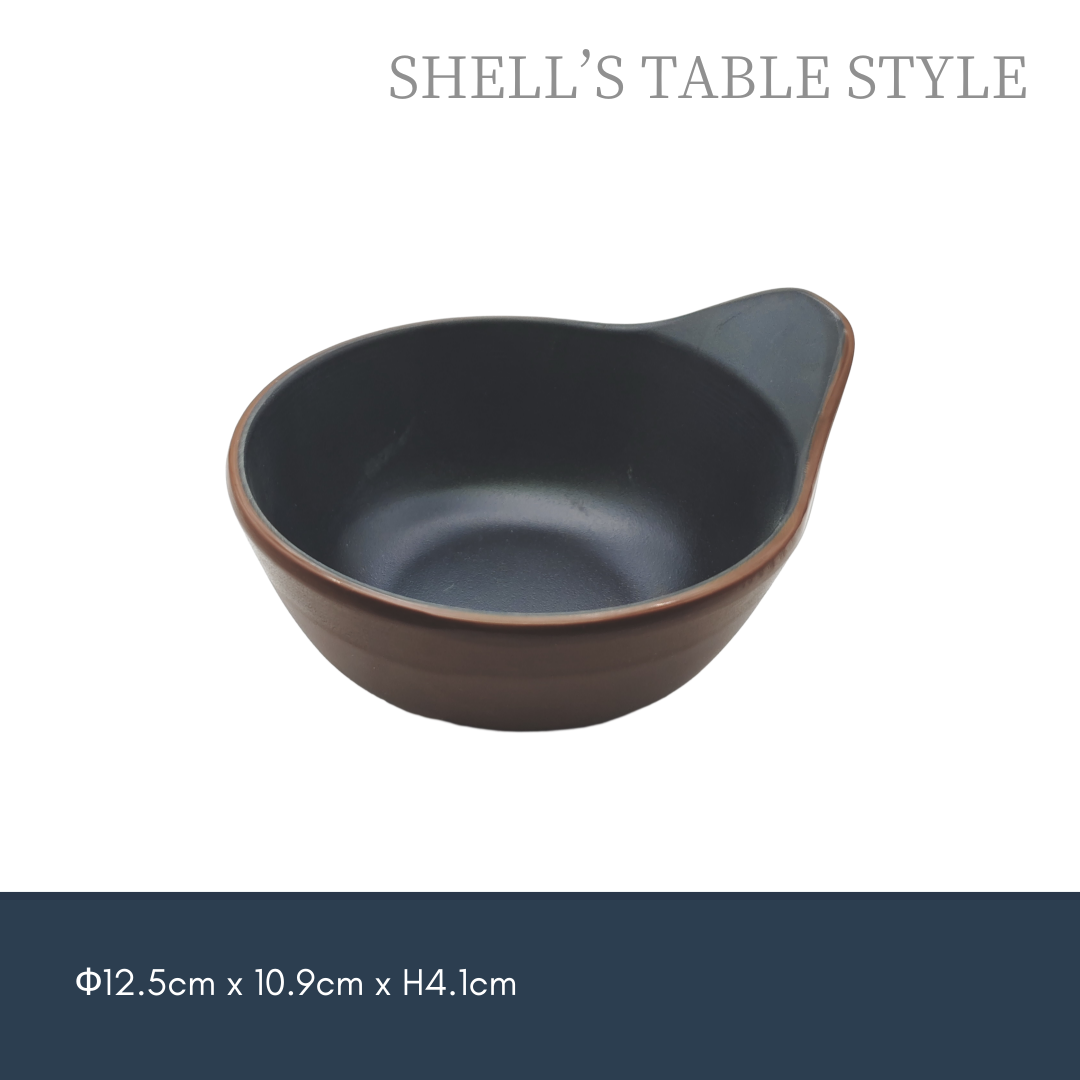 YST054 Bát đựng cơm 5 inch, bên trong màu đen, bên ngoài màu nâu