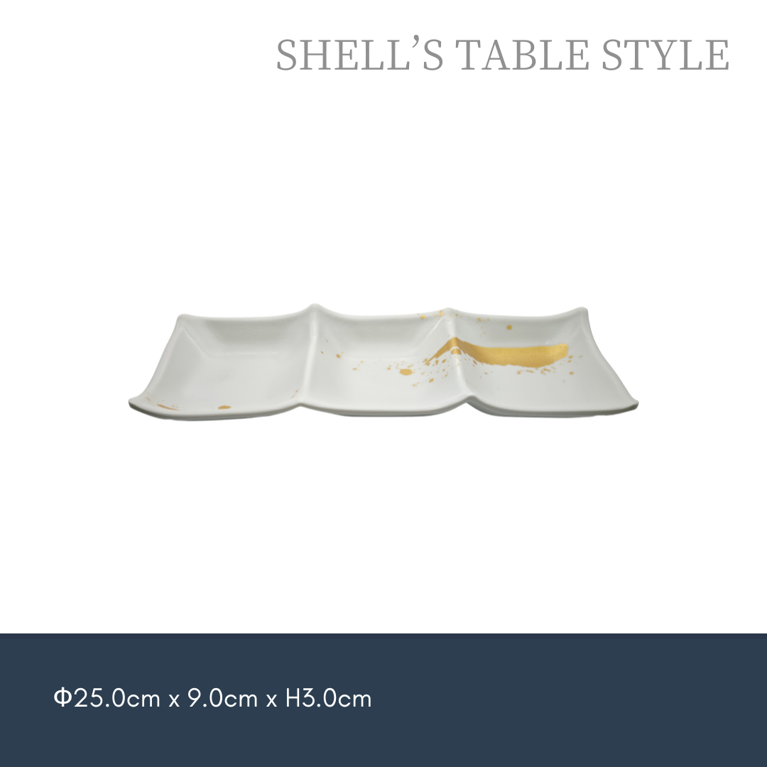 Đĩa Melamine trang trí vàng 25cm, màu trắng