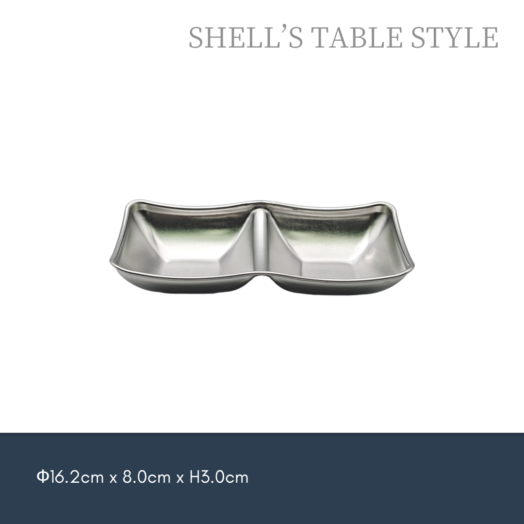 Dĩa 2 ngăn inox không gỉ  màu bạc