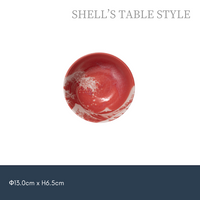 Bát đỏ  họa tiết sóng biển