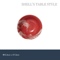 Bát đỏ  họa tiết sóng biển