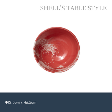 Bát đỏ  họa tiết sóng biển