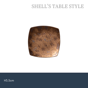 Dĩa vuông chân cao men vàng