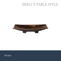 Dĩa hình chữ nhật 4 chân men vàng