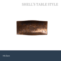 Dĩa hình chữ nhật 4 chân men vàng