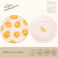 Fruity Basket Plate – Orange design with hand-painted slices and whole fruit, cheerful and bright. / フルーティバスケットプレート – 手描きのスライスと丸ごとのオレンジが描かれた、明るく元気なデザイン。