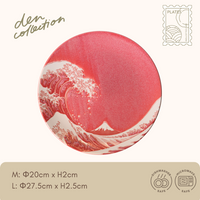 神奈川沖浪裏プレート 赤 / The Great Wave Plate Red