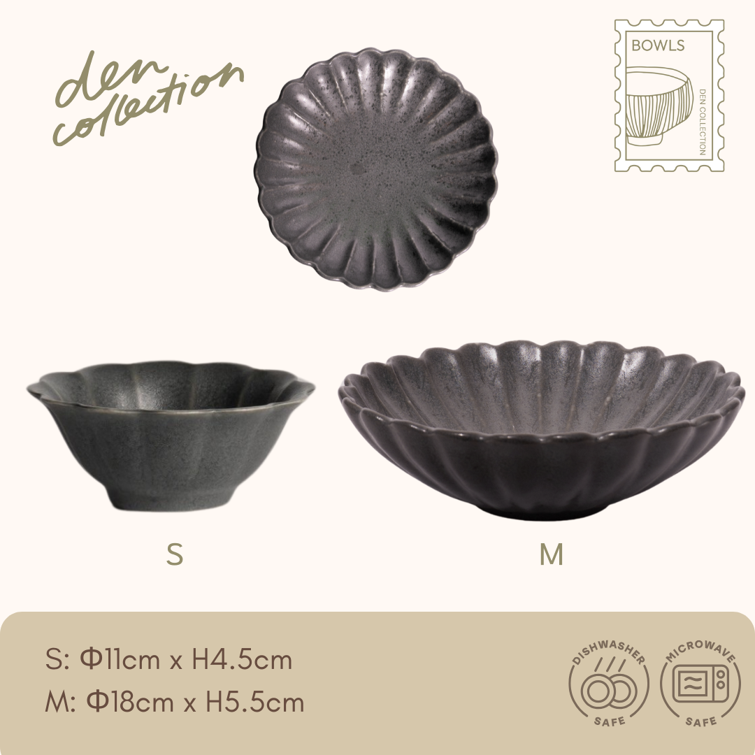 Hanazara Bowl gray – a muted gray floral bowl that complements both Japanese and Western dishes / 落ち着いたグレーの花型ボウル。和洋問わず使いやすい万能デザイン。