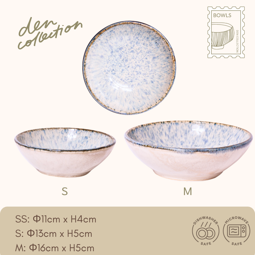 Haru Taki Bowl – Japanese ceramic bowl named for “Haru” (spring) and “Taki” (waterfall), featuring soft pale blue and creamy white flowing glaze that evokes gentle streams and early spring light. Available in SS (11 cm), S (13 cm), and M (16 cm).  
春滝鉢。春（Haru）と滝（Taki）に由来し、淡いブルーと乳白の流れる釉調が春の小川や柔らかな光を思わせる和陶ボウル。11・13・16cmの3サイズ展開です。 :contentReference[oaicite:1]{index=1}