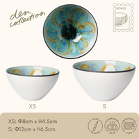 Marble Blossom Bowl in turquoise – 8cm/12cm handmade Mino pottery with crackle and yohen glaze. Ideal for modern dishes.  
マーブルボウル（ターコイズ）。8cm/12cmの美濃焼。貫入釉と窯変釉による独特の表情が魅力。和洋問わず使える器です。