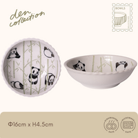 Panda Minmin Bowl – Peekaboo, large ceramic bowl with pandas peeking out from bamboo / パンダのミンミンボウル ピーカブー 竹の中からパンダがひょっこり顔を出すデザインの大きめサイズの陶器ボウル