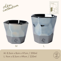 Tsubame Tumbler Cup Platinum Blue – elegant platinum-toned blue ceramic cup. 200ml/220ml. / ツバメ工房カップ プラチナブルー 200ml/220mlサイズ。上品に光る青が印象的な陶磁器カップ。