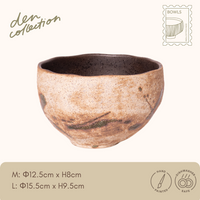 WabiSabi Donburi Bowl in Earth Mist – A matte-textured beige and brown bowl with a natural, rustic finish. / ベージュと茶の素朴な風合いが魅力のマットな丼ぶり。やさしい自然な雰囲気。